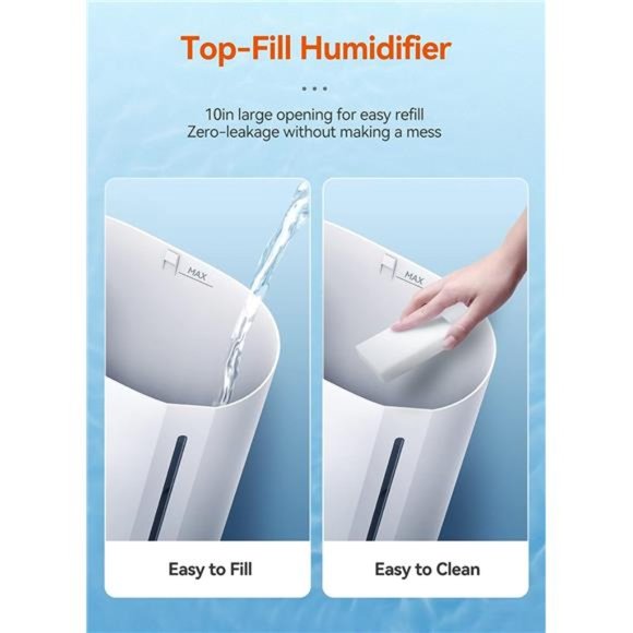 6L Humidifiers for Large Room, Top Fill Ultrasonic Warm & Cool Mist Humidifiers - Picture 5 of 7